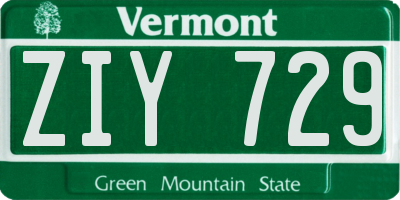 VT license plate ZIY729