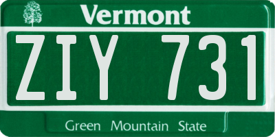 VT license plate ZIY731