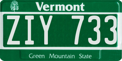 VT license plate ZIY733