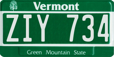 VT license plate ZIY734