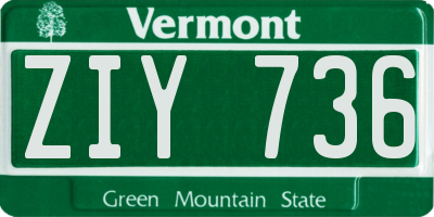 VT license plate ZIY736
