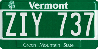 VT license plate ZIY737