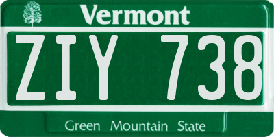 VT license plate ZIY738