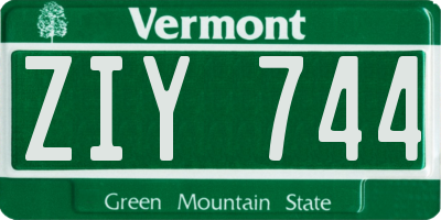 VT license plate ZIY744
