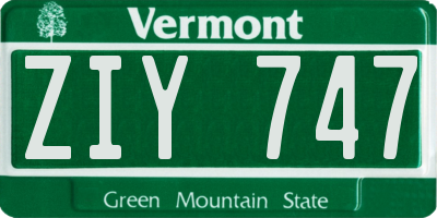 VT license plate ZIY747