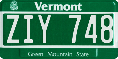 VT license plate ZIY748