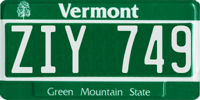 VT license plate ZIY749