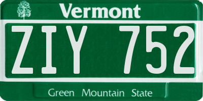 VT license plate ZIY752