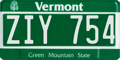 VT license plate ZIY754