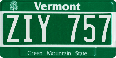 VT license plate ZIY757