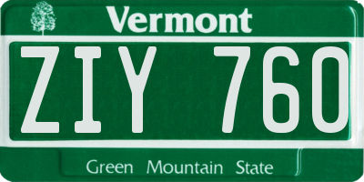 VT license plate ZIY760