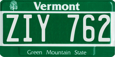 VT license plate ZIY762
