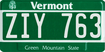 VT license plate ZIY763