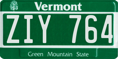 VT license plate ZIY764