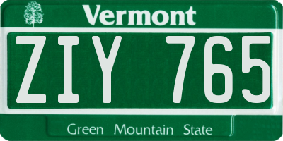 VT license plate ZIY765