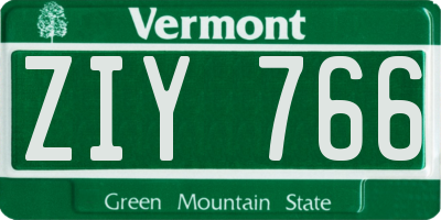 VT license plate ZIY766
