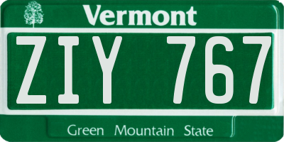 VT license plate ZIY767