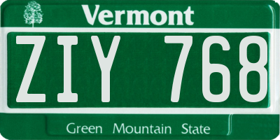 VT license plate ZIY768