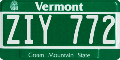 VT license plate ZIY772