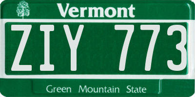 VT license plate ZIY773