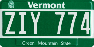 VT license plate ZIY774