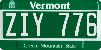 VT license plate ZIY776