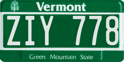 VT license plate ZIY778