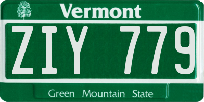 VT license plate ZIY779