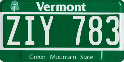 VT license plate ZIY783
