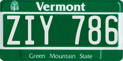 VT license plate ZIY786