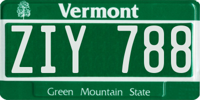 VT license plate ZIY788