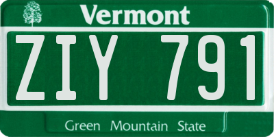 VT license plate ZIY791