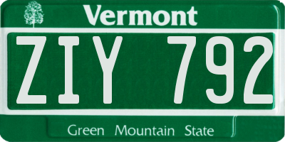 VT license plate ZIY792