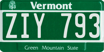 VT license plate ZIY793