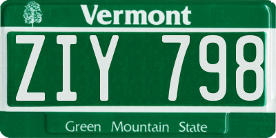 VT license plate ZIY798
