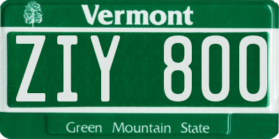 VT license plate ZIY800
