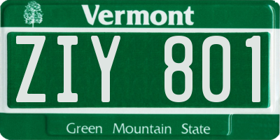 VT license plate ZIY801