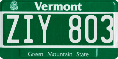 VT license plate ZIY803