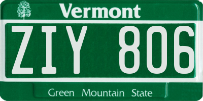 VT license plate ZIY806