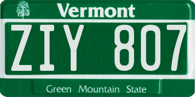 VT license plate ZIY807