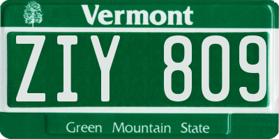 VT license plate ZIY809