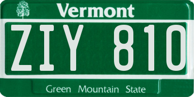 VT license plate ZIY810