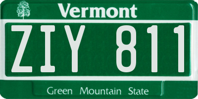 VT license plate ZIY811