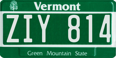 VT license plate ZIY814