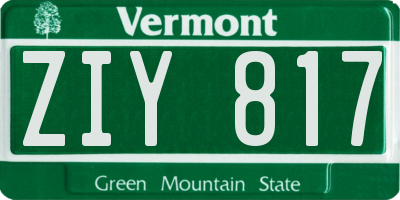 VT license plate ZIY817