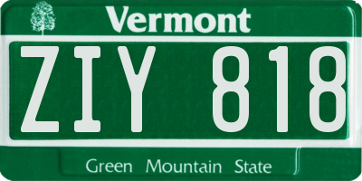 VT license plate ZIY818