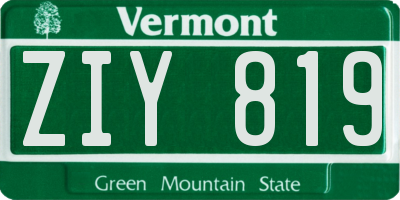 VT license plate ZIY819