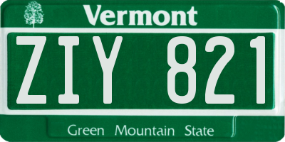VT license plate ZIY821