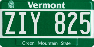 VT license plate ZIY825