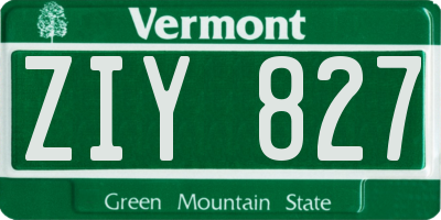 VT license plate ZIY827